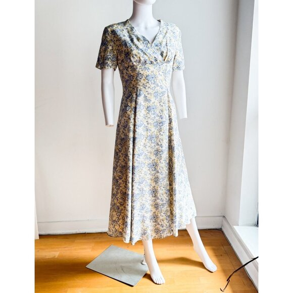 Laura Ashley Blue and Yellow Floral Midi Dress - Picture 2 of 9